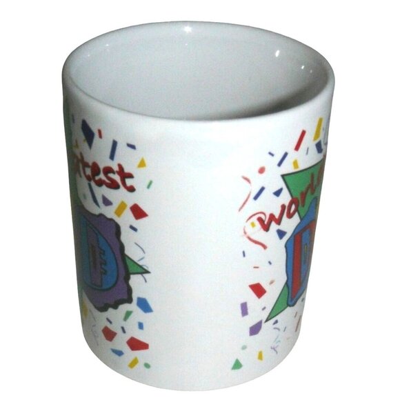 Worlds Greatest Dad Ceramic Coffee Tea Mug Cup Colorful Confetti Design - Picture 4 of 4